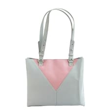 Eastern Counties Leather Alice Contrast Panel Leather Handbag - Grey/Blush - One Size | Grey