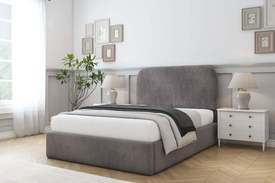 image 1 of Sloomy Belvoir Slate Naples Bed Frame With Mattress With 45" Upholstered Headboard 3' Single