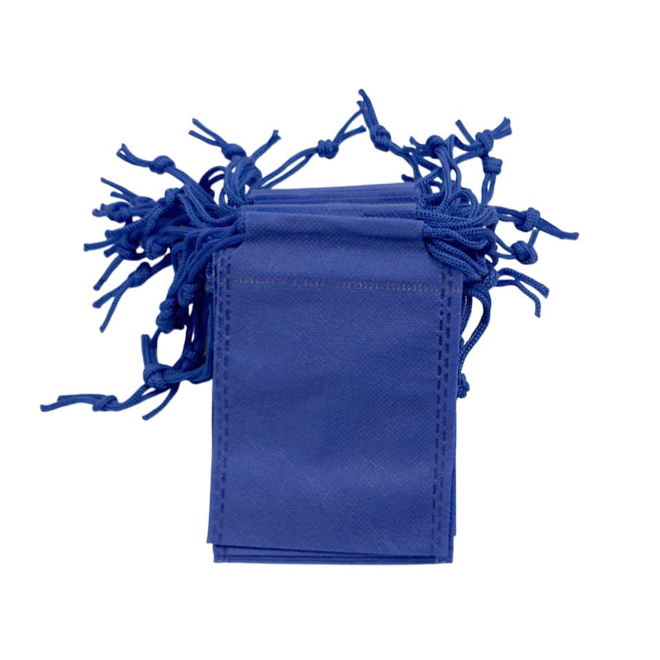 image 1 of Pack of 25 Blue Coloured 12x9cm Non-Woven Drawstring Bags | Blue
