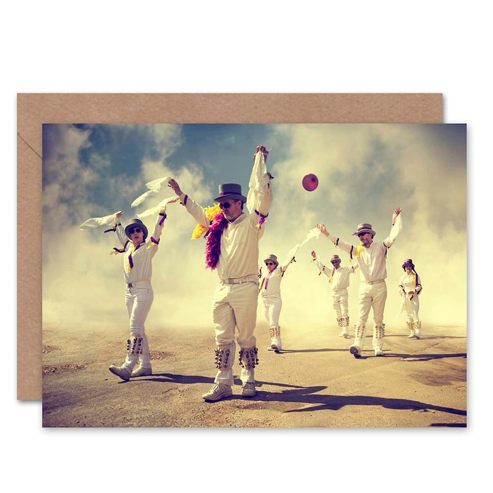 image 1 of Traditional British Morris Dancers Sand Beach Art Card