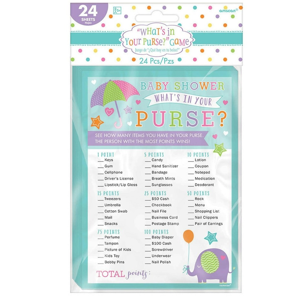 Amscan What´s In Your Purse Baby Shower Game Sheets - Multicoloured - One Size
