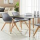 image 10 of Single Scandinavian Dining Chair with Leather Cushions Solid Wood Legs Grey