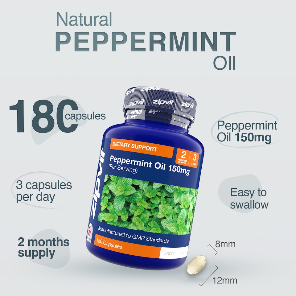 image 1 of Zipvit Peppermint Oil 150mg, High Purity Peppermint Extract, 180 Softgels, 2-Month Supply