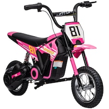 AIYAPLAY Kids Electric Motorbike, 24V Battery Powered Dirt Bike with 250W Motor, 6-16km/h, 7AH Batteries, 12" Inflatable Tires and Rear Suspension, Ride On Motorcycle for 8-12 Years Old | Pink