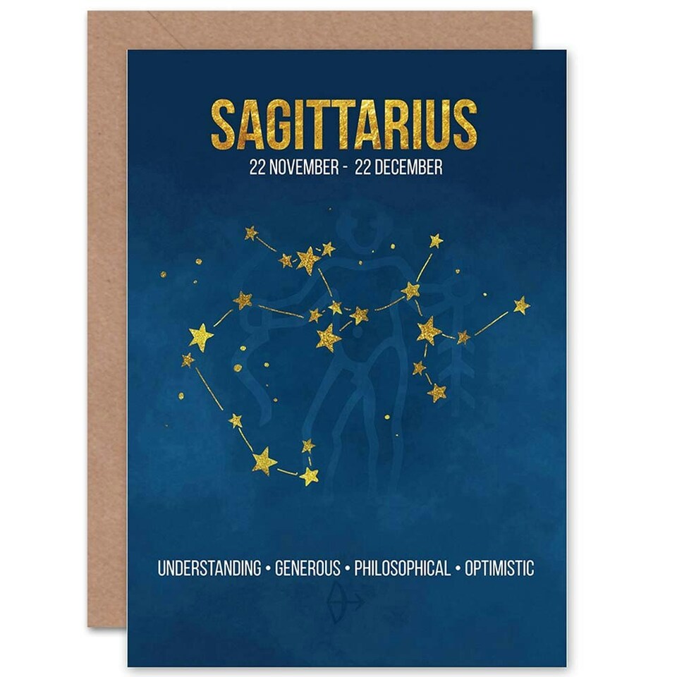 image 1 of Sagittarius Star Sign Zodiac Astrology Birthday Greeting Card