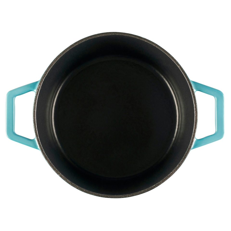image 1 of Cooks Professional Cast Iron Casserole Set of 2 | 20cm and 28cm | Enamelled Inside and Out | Graduated Teal