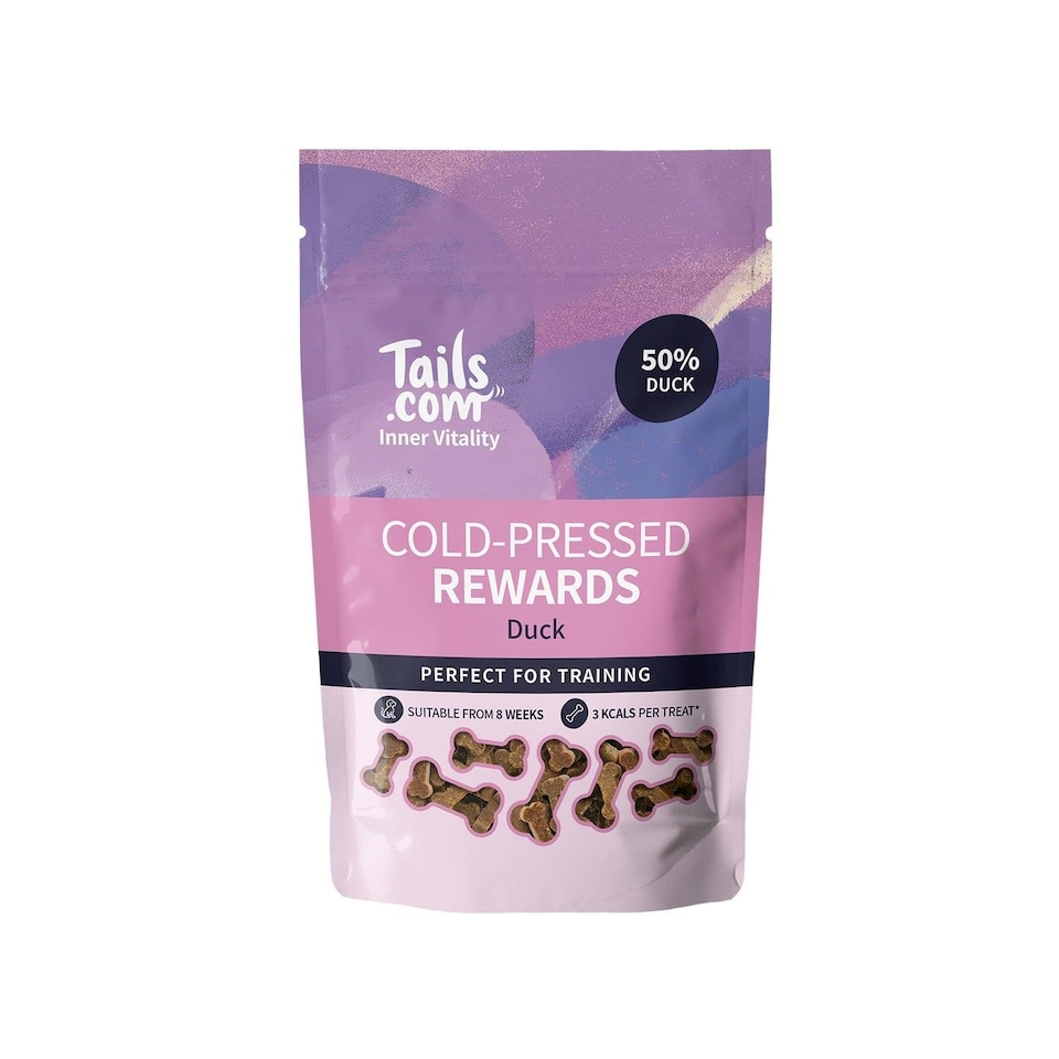 image 1 of 10 x 70g Tails.com Inner Vitality Duck Cold Pressed Rewards Dog Treats Pouches