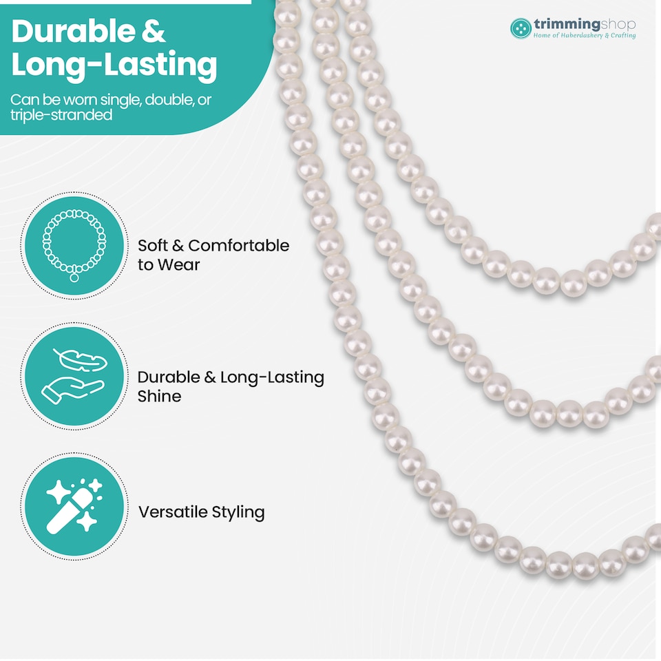 image 1 of 150cm White Vintage Fashion Long Pearl Necklace for Women - 3pcs