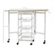 image 5 of HOMCOM Drop-Leaf Kitchen Cart Trolley w 3 Baskets Drawer Surface Top 6 Universal Wheels Rolling Storage Unit Kitchen Home Dining Island White Oak Tone