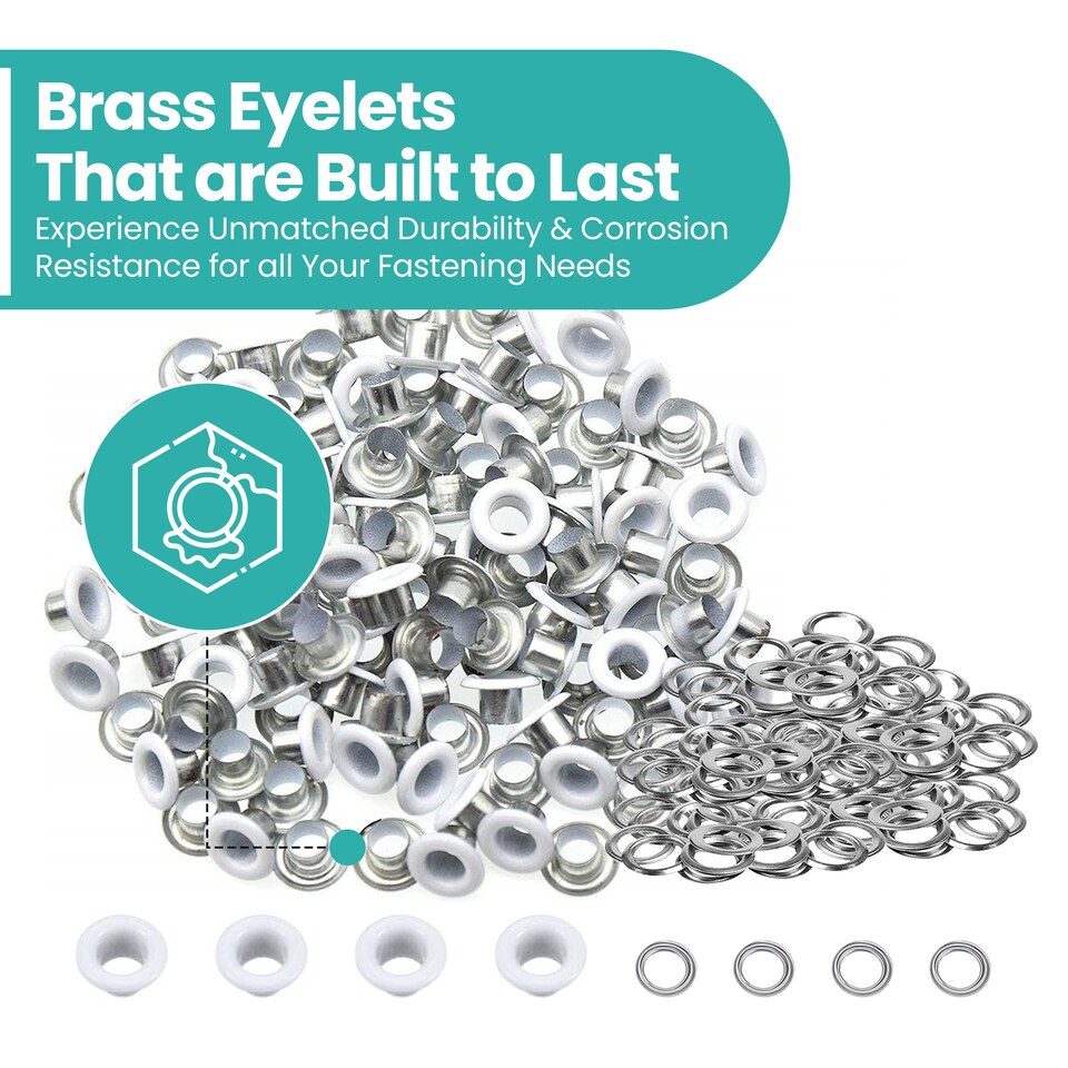image 1 of 4mm Brass Eyelets with Washers for Arts & DIY Projects - 100 Pcs