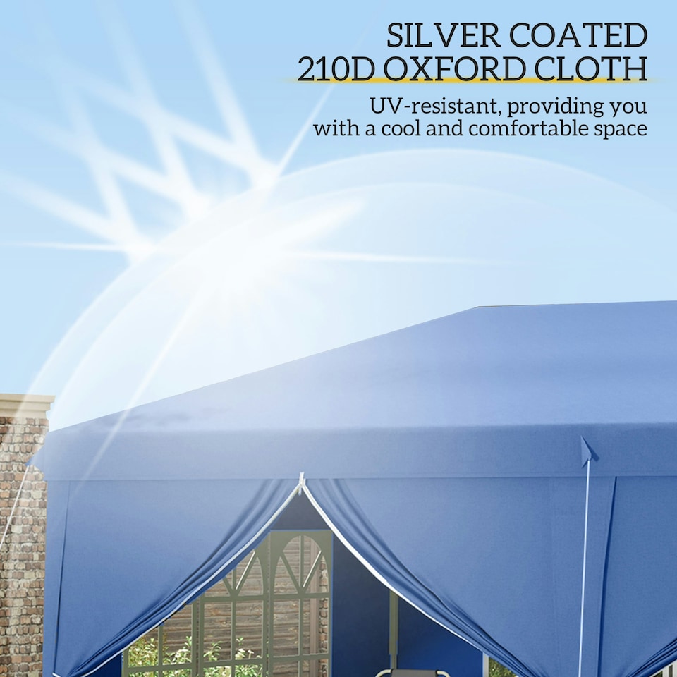 image 1 of Outsunny 3m x 6m Pop Up Gazebo Party Tent Canopy Marquee with Storage Bag Blue