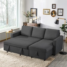 Yaheetech Sectional Sofa with Chaise L-Shaped Sofa Bed and Pull Out Bed Storage