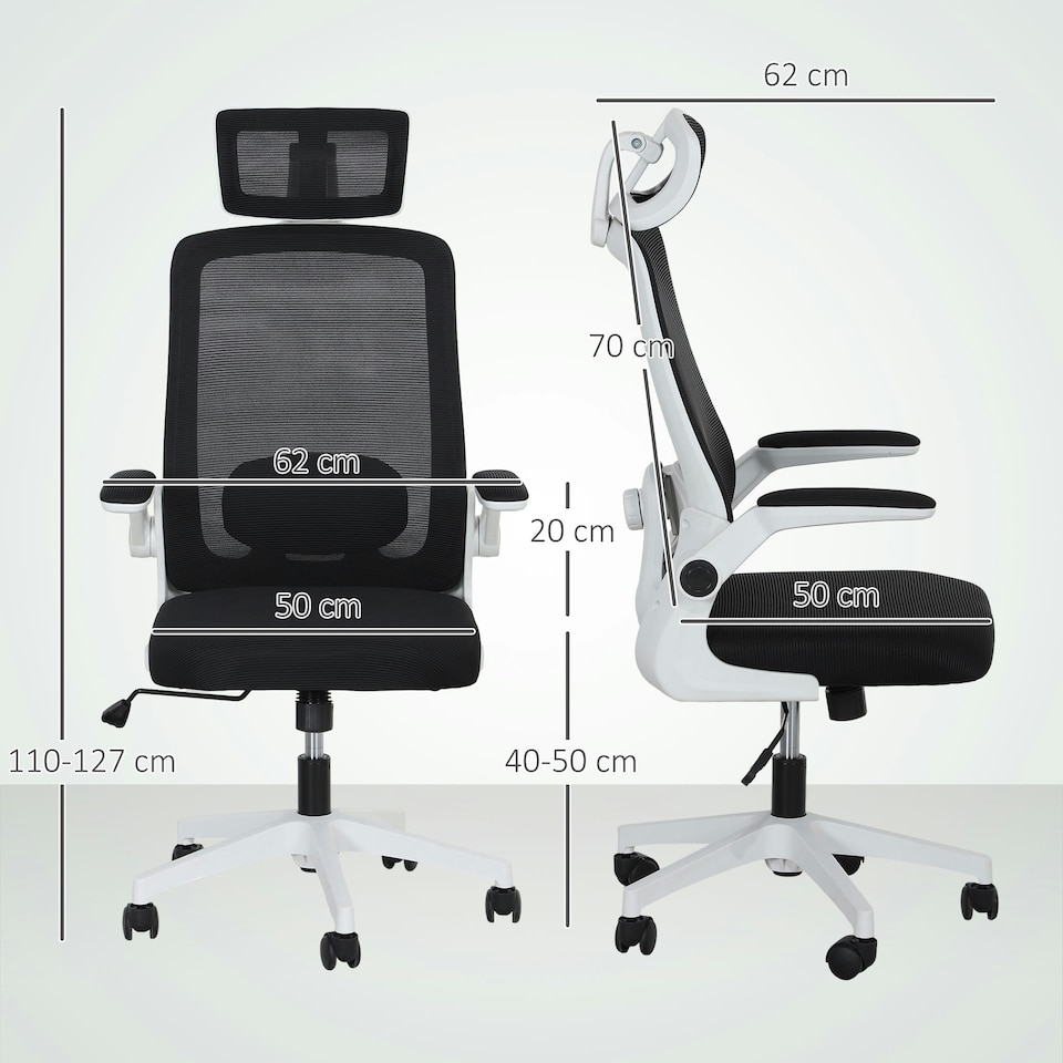 image 1 of HOMCOM Executive Mesh Office Chair with Headrest, Lumbar Support, Grey Black