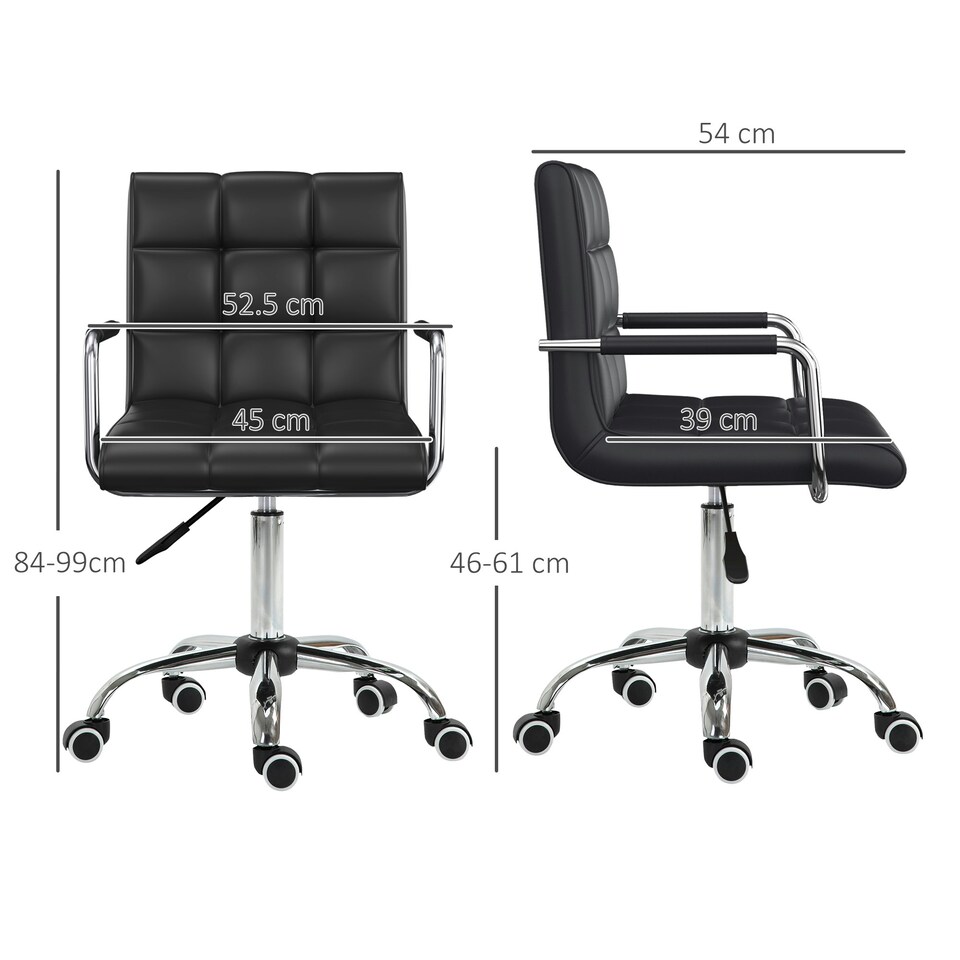 image 1 of Vinsetto Mid Back Home Office Chair Swivel Computer Chair with Armrests, Black