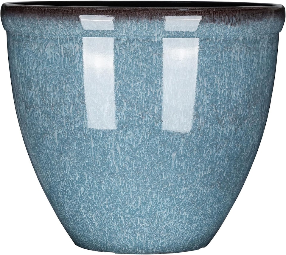 image 1 of Large Glazed Effect Planter Garden Patio Outdoor Plastic 39.5cm (x1)