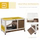 image 3 of PawHut Rabbit Cages, Guinea Pig Hutch w/ Roof & Wheels, No-Leak Tray, Brown