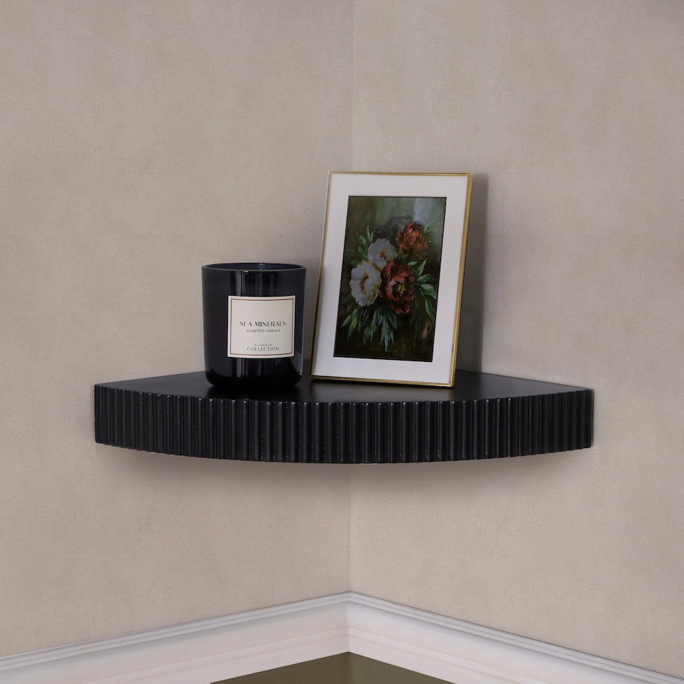 image 1 of OHS Ribbed Corner Shelf Wall Mounted Storage Space Saving Modern