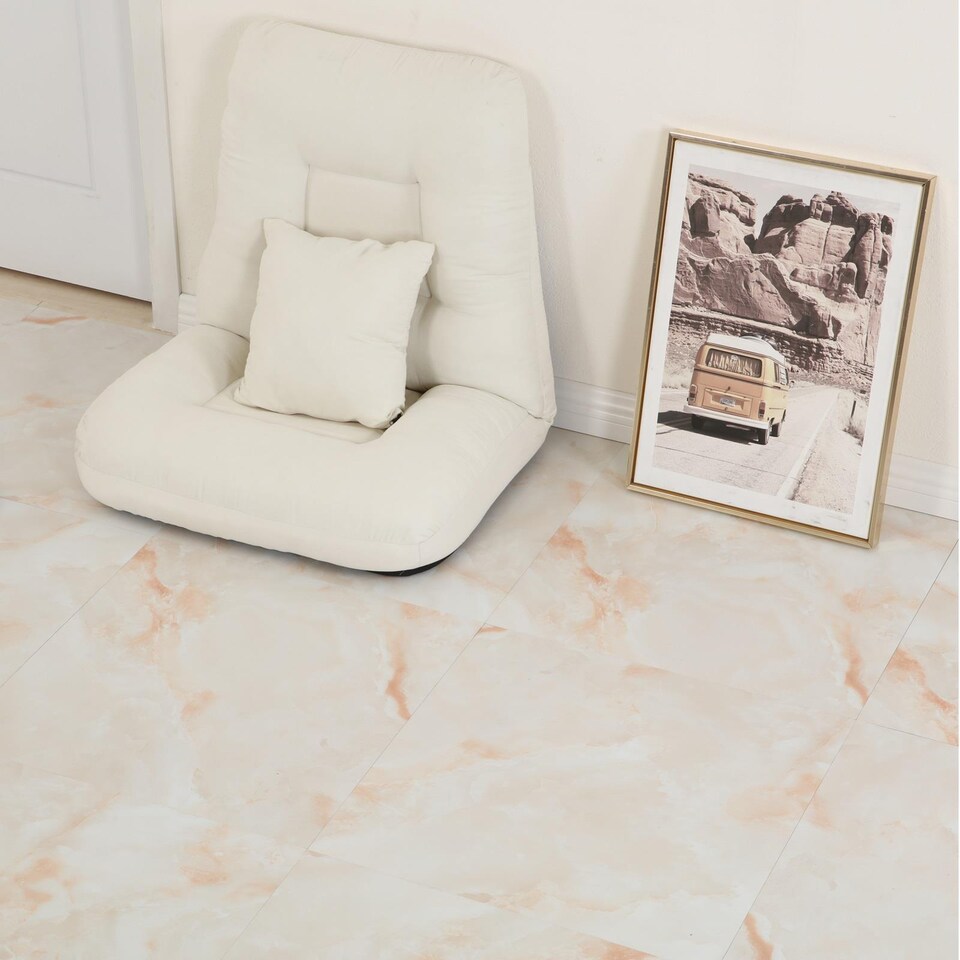 image 1 of Gr8 Home 36 x Self Adhesive Floor Tiles White Rose Marble Square Planks 3.34m Square Flooring
