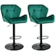 image 1 of HOMCOM Set Of 2 Luxurious Velvet-Touch Bar Stools Metal Frame Footrest Green