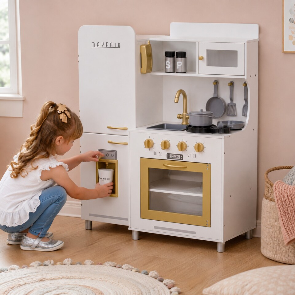 image 1 of Teamson Kids Play Kitchen Set with Ice Maker, Lights, Sounds and 12 Accessories
