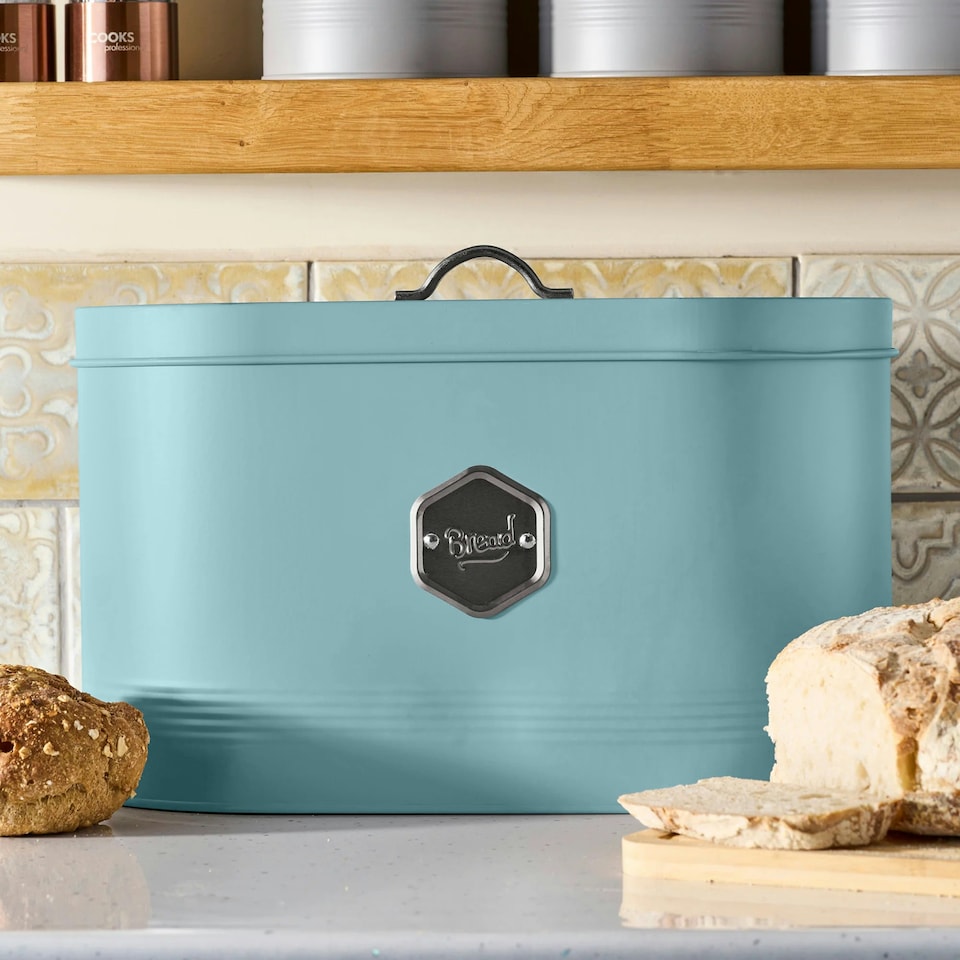 image 1 of Cooks Professional Bread Bin | Blue & Silver