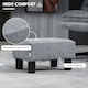 image 3 of HOMCOM Chic Linen Fabric Footstool Ottoman Cube with 4 Plastic Legs Grey