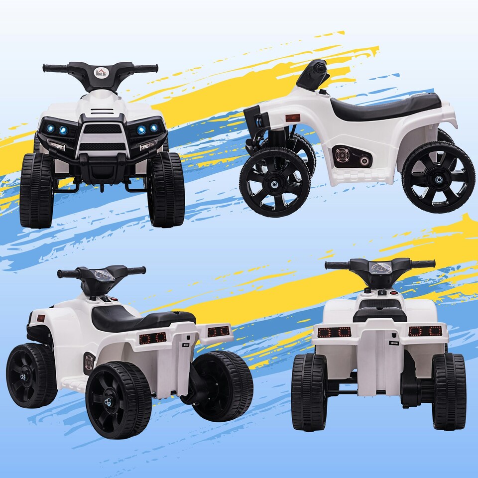image 1 of HOMCOM 6 V Kids Ride on Cars Electric ATV for 18-36 months Toddlers White+Black