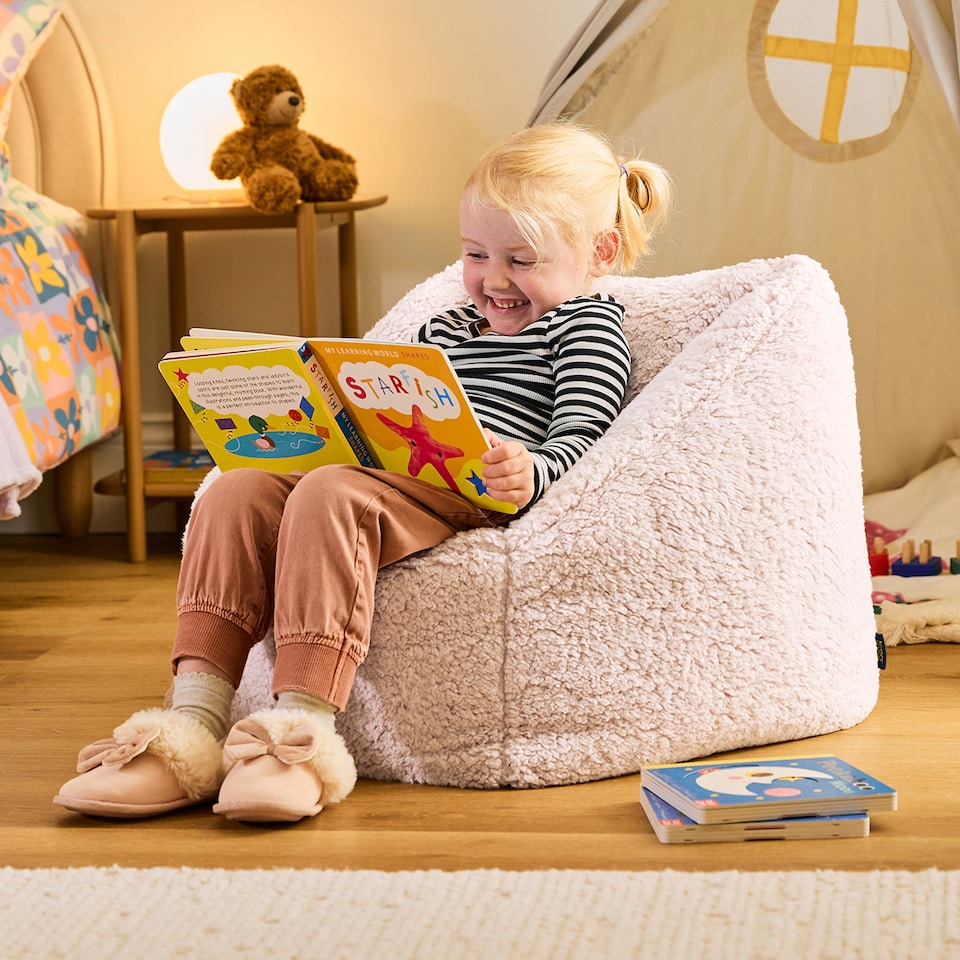 image 1 of icon Kids Natalia Teddy Fleece Armchair, Light Pink