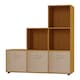 image 1 of 6-Cube Step Shelving Unit With Non Woven Inserts | Cream | Beech & Beige | 1