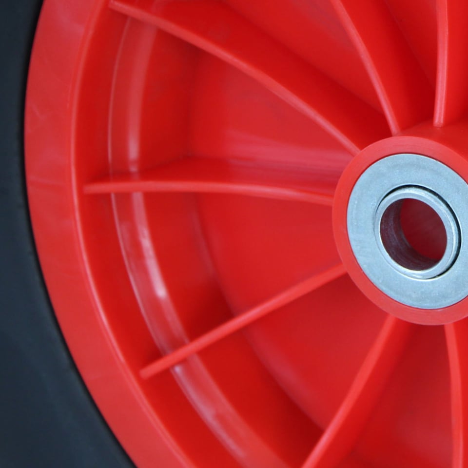 image 1 of 14" 3.50-8 Plastic Rim Wheelbarrow Replacement Puncture Proof PU Tyre Wheel