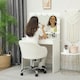 image 6 of HOMCOM Vanity Chair for Desk, with Height Adjustable, Wheels, Cream Cream