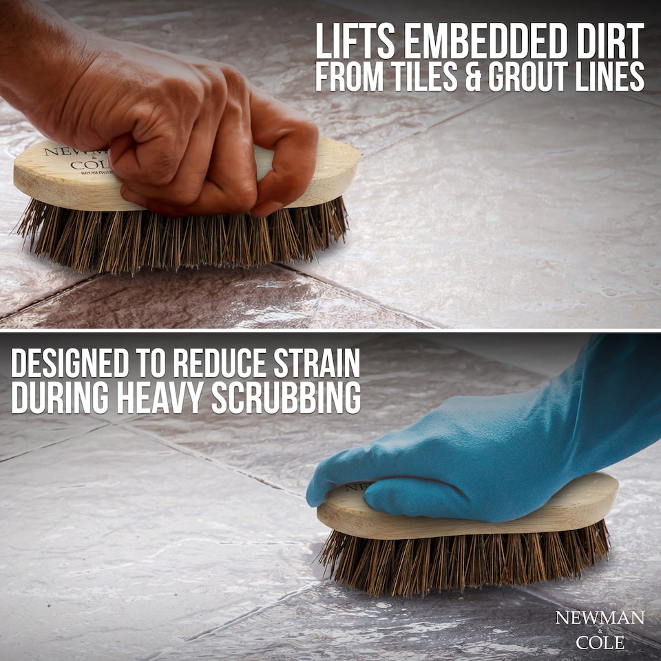 image 1 of Wooden Scrubbing Brush Heavy Duty Hand Scrubber with Stiff Natural Bassine Bristles | Bronze