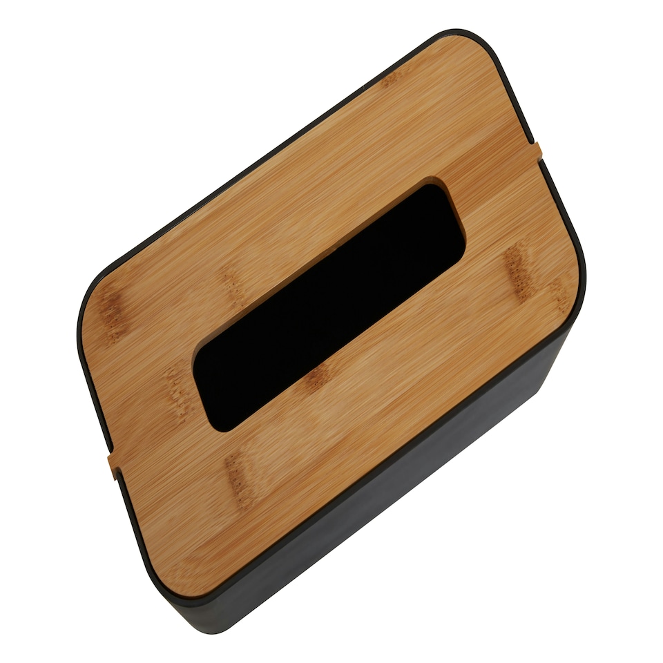 image 1 of Interiors by Premier Black Bamboo Tissue Box, Rectangular Tissue Holder With Detachable Lid, Reusable Paper Tissue Box For Desk