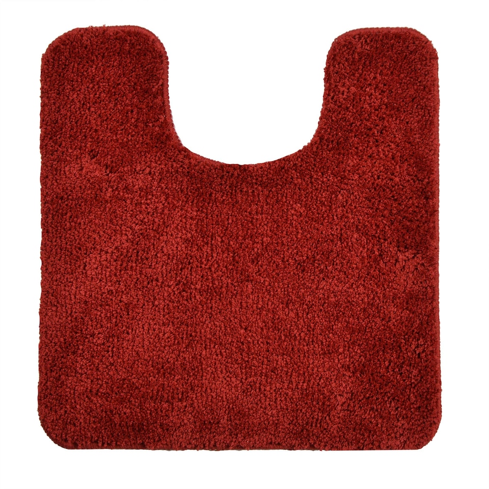image 1 of Deep Pile Microfibre Pedestal Toilet Mat Non-Slip - Burgundy