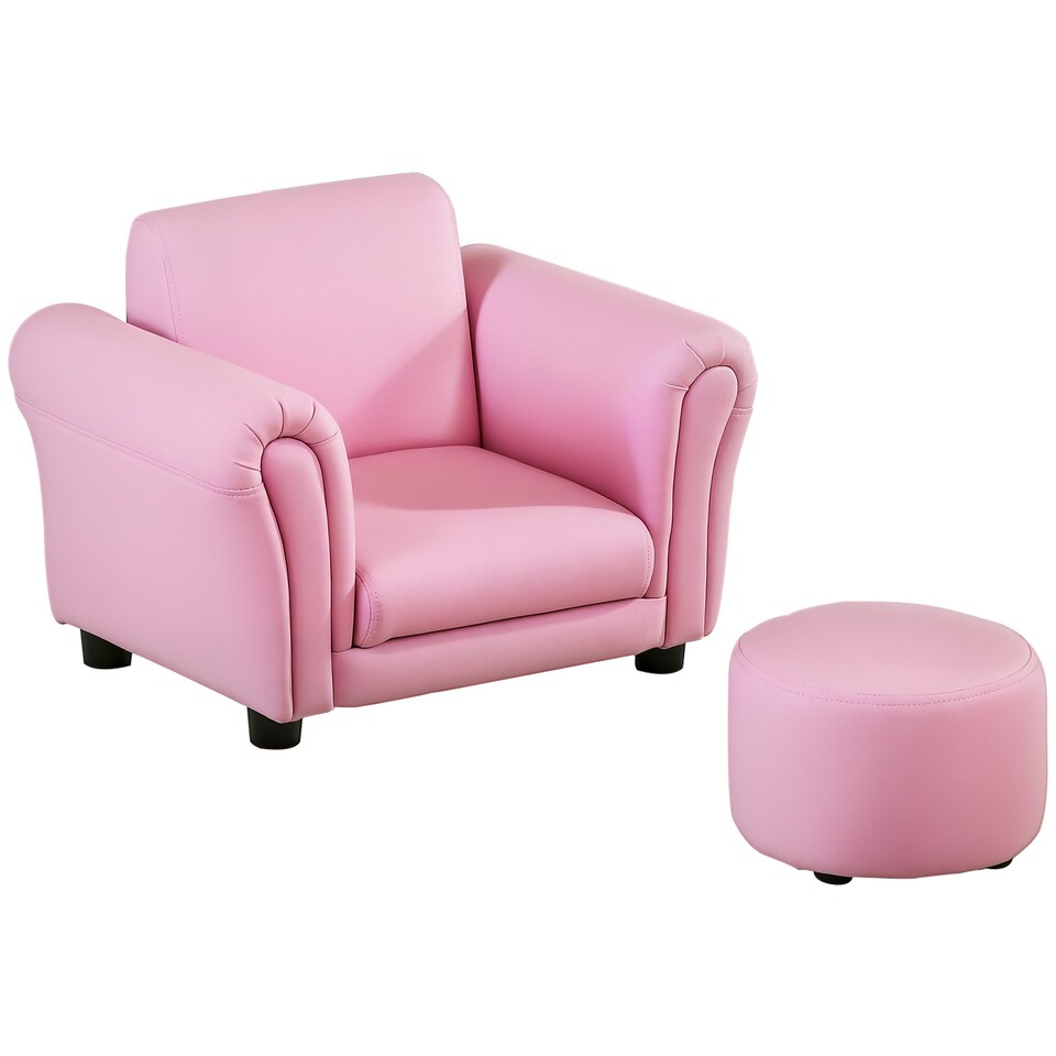image 1 of HOMCOM Kids Sofa Set Toddler Chair Children Couch Seating Armchair w/ Footstool Black