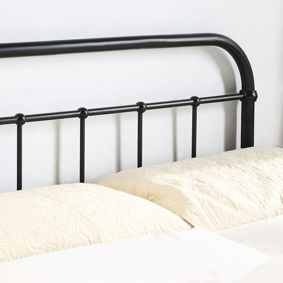 image 1 of Tewin Vintage Hospital Style Black Metal Bed Frame (King) | Black | Black | King