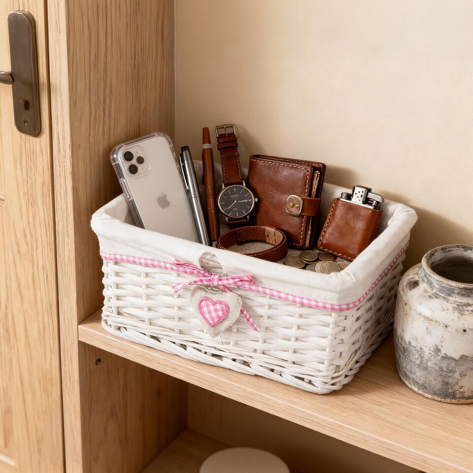 image 1 of Wickerfield Rectangular Wicker Storage Basket with Fabric Lining for Home Storage, Shelves & Gift Hampers