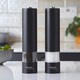image 3 of Cooks Professional Electric Salt & Pepper Mill Set with Bamboo Base | Adjustable Grind Settings | Simple One-Button Operation | Matt Black / Bamboo
