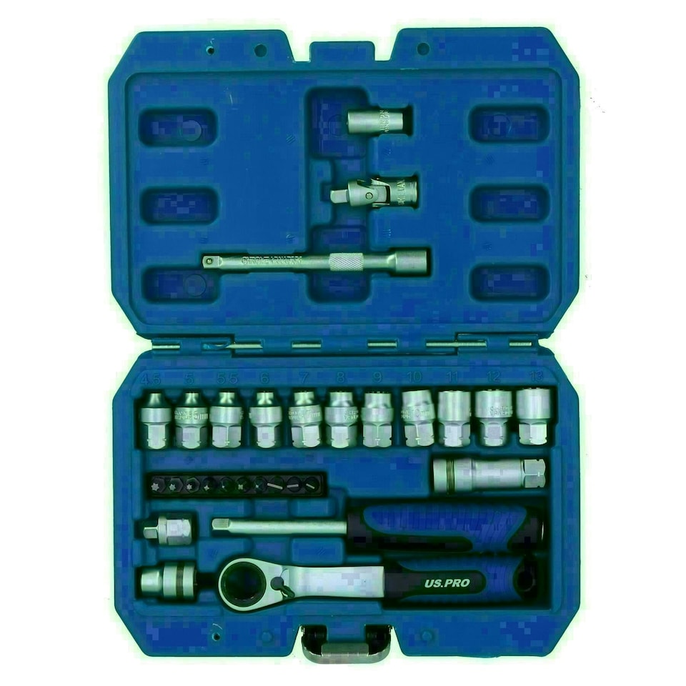 image 1 of 1/4in Drive Go Through Go-Thru Metric Socket + Accessory Set 4.5 - 13mm 29pc