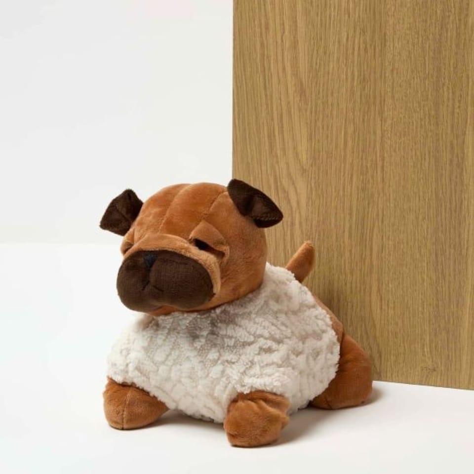 image 1 of Homescapes Luxury Fabric Pug Doorstop Set of 2