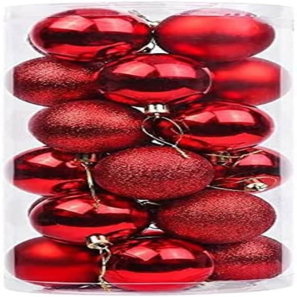 image 1 of Red Baubles - 3cm, 24 Pieces Set, PVC