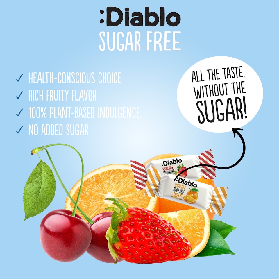 image 1 of Diablo Sugar Free Fruit Toffees 75g 3 Pack