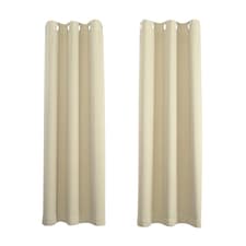 Beige Eyelet Total Blackout Thermal Curtains - 46 x 63 Inch Drop - 2 Panel | Cream | One Size