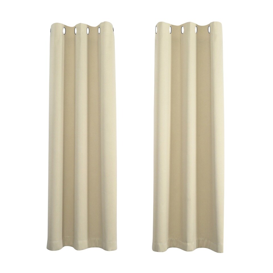 image 1 of Beige Eyelet Total Blackout Thermal Curtains - 46 x 63 Inch Drop - 2 Panel | Cream | One Size