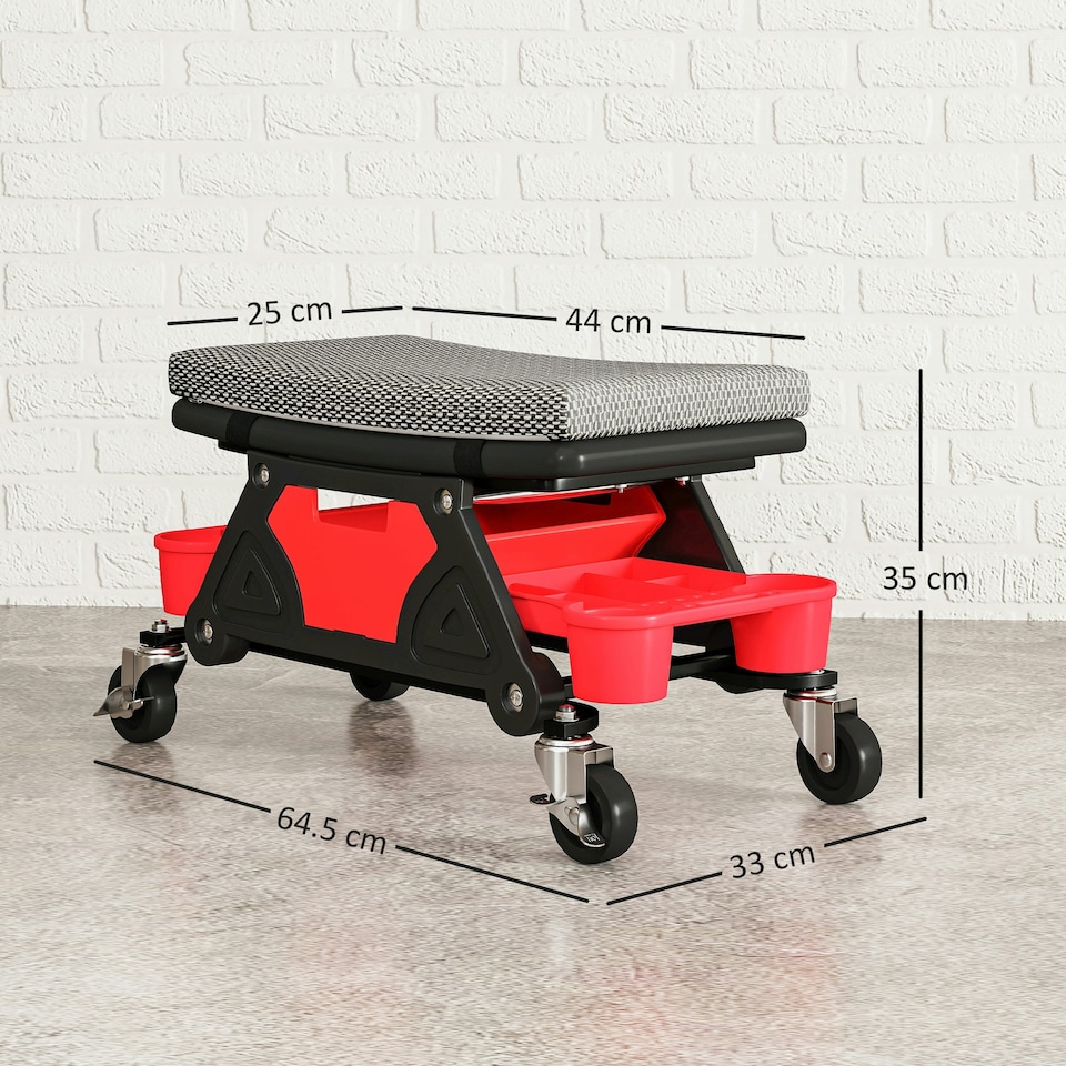 image 1 of HOMCOM Rolling Mechanic Stool, 135kg Capacity Workshop Stool, Black Black