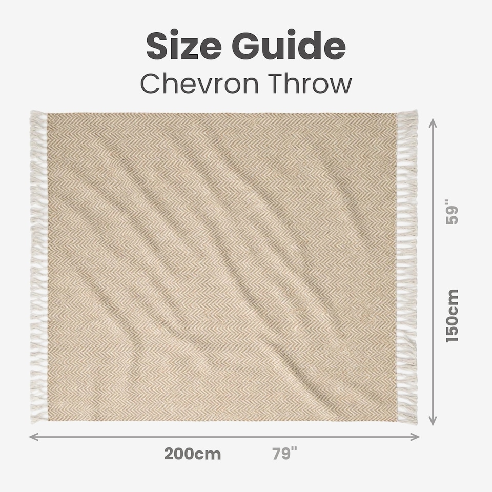 image 1 of Large Cotton Chevron Herringbone Sofa Throw Blanket - 150 x 200cm | Brown | Beige | One Size | 1