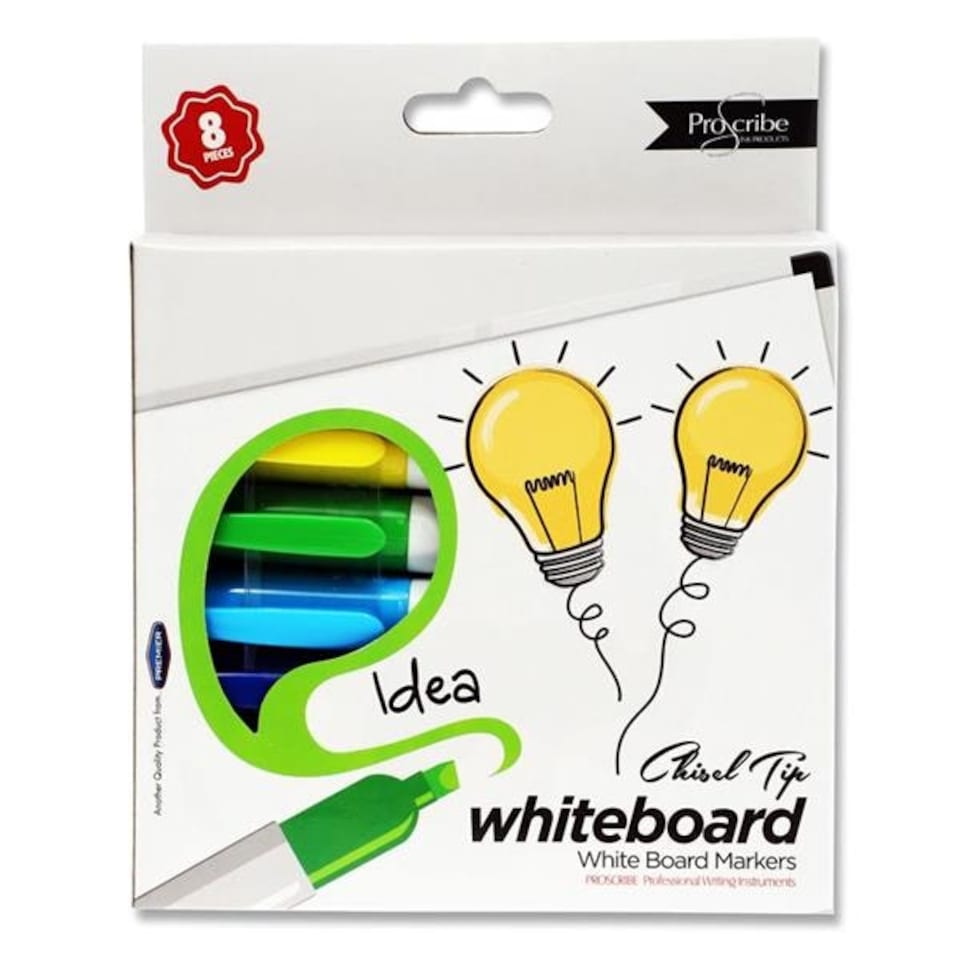 image 1 of Box of 8 Chisel Tip White Board Marker Pens by Pro:scribe