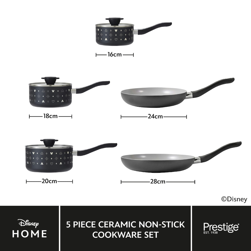 image 1 of Prestige Disney Monochrome Mickey Mouse Cookware Set - 5 Pieces