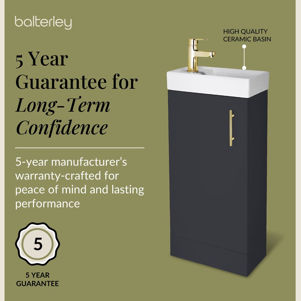 image 1 of Balterley Bathroom Contemporary Floor Standing Vanity Wash Basin & Handle | Grey | Satin Soft Black