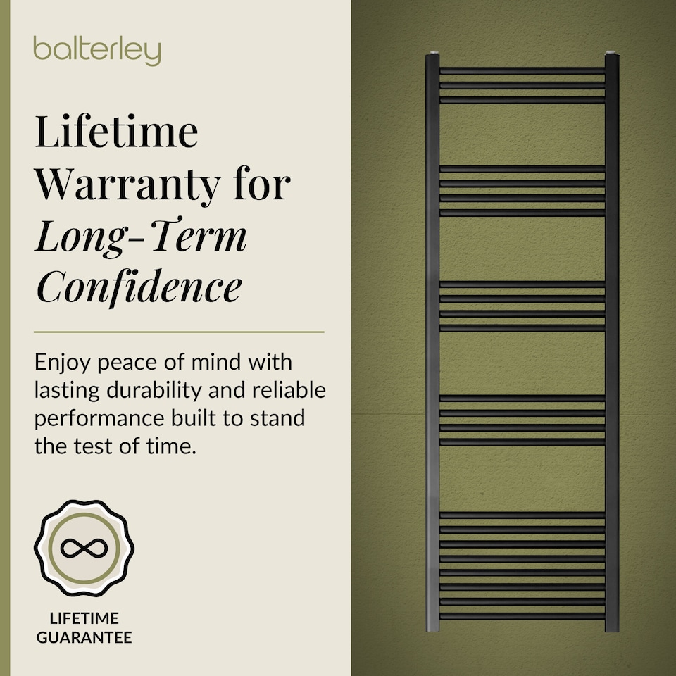 image 1 of Balterley Straight Heated Heated Towel Rail Radiator, 930W | Black | Matt Black